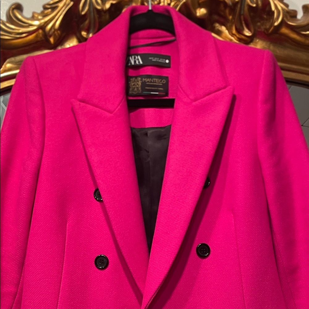 Vibrant Pink Double-Breasted Coat - Picture 5 of 5